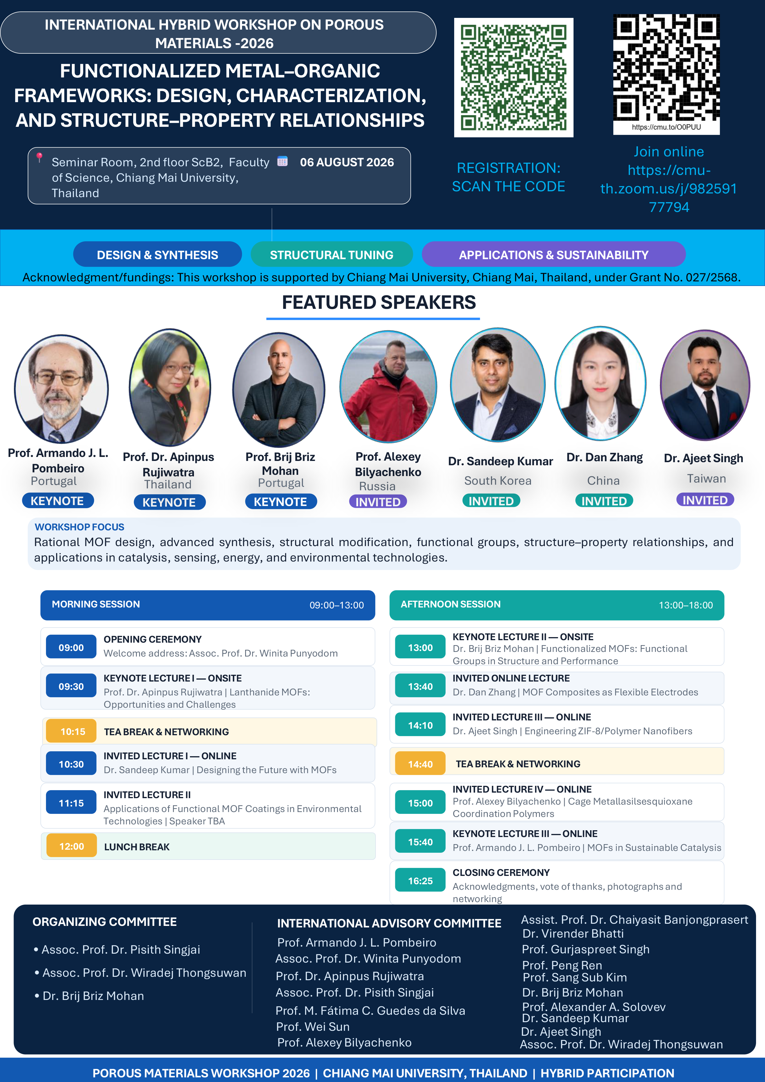 คณะวิทยาศาสตร์ขอเชิญชวนคณาจารย์ นักวิจัย และนักศึกษา เข้าร่วม International Hybrid Workshop on Porous Materials-2026